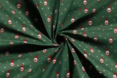 Stoffen kerst motief - Kerststof - katoen poplin - kerstman gnomes - groen - 20731-025