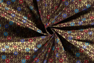 Nieuwe stoffen - Kerststof - katoen poplin - folie kerststerren - aubergine - 20741-046