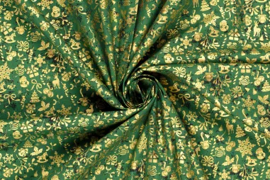 Sitzsack Nylon lime (5) - Kerststof - katoen poplin - folie diverse kerstmotieven - groen - 22704-025