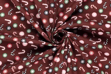 Kerststoffen - Kerststof - katoen poplin - zuurstokken - rood - 22734-015