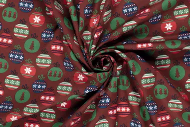 Kerststof - katoen poplin - zuurstokken - rood - 22734-015 - Kerststof - katoen poplin - kerstballen - rood - 22736-015