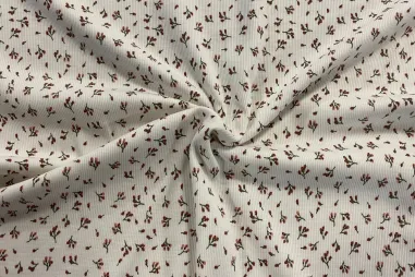 Baby broekje stoffen - Tricot stof - ribtricot - bloemetjes - gebroken wit - 25442-051