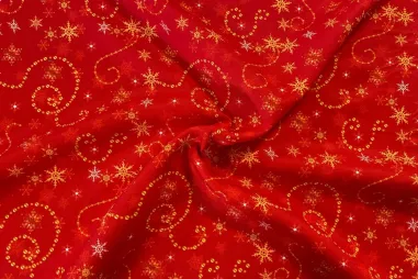 Tischdecke - Weihnachtsstoff – Textur – Weihnachtssterne – rot – 6795-1