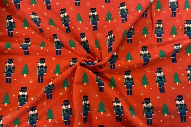 Katoen stof - Boerenbont ruit (1,5 cm) - rood - 5583-015 - Kerststof - French Terry - de notenkraker & kerstbomen - rood - 22707-015