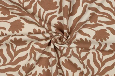 Joggingstoffen - Sweattricot - bloemen - caramel - 6610-001