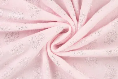 Sjaal stoffen - Fleece stof - glitter hartjes - poederroze - 38004-120