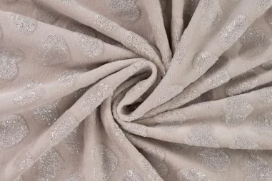 230gr/M² - Fleece stof - glitter hartjes - zand - 38004-521