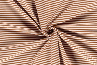 Tricot stoffen - Tricot stof - garengeverfd - strepen - brique - 11813-056
