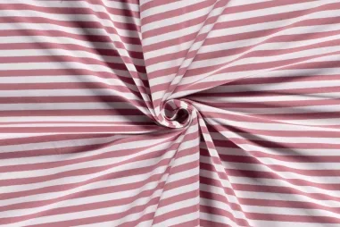 Uitverkoop - Tricot stof - garengeverfd - strepen - roze - 11814-014
