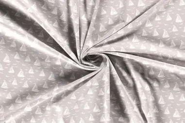 Grijze stoffen - Tricot stof - bootjes - grijs - 17674-063