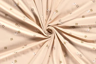 Kinderstoffen - Tricot stof - vogeltjes & bloemetjes - zalmroze - 19457-111