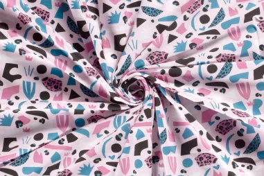 Kinderstoffen - Tricot stof - abstract - lichtroze - 19627-011
