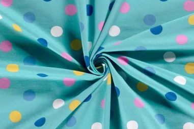 Uitverkoop - Tricot stof - French Terry - stippen - aquablauw - 19637-024