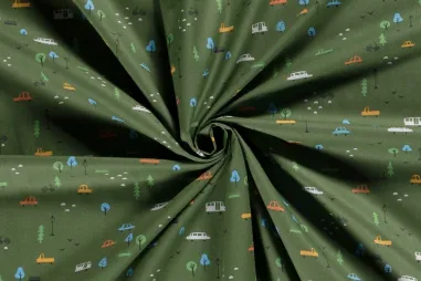 Geplastificeerd katoen stof - Nijntje Miffy met coating - groen - 661501-84 - Katoen stof - poplin - auto's - groen - 19741-027