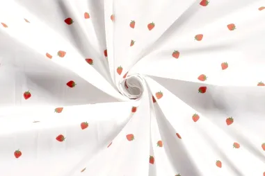 Bettwaren - Baumwolle – Popeline – Erdbeeren – weiß – 19757-050