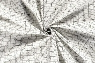 katoenen stoffen met print - Katoen stof - poplin - sudoku - wit - 19762-050