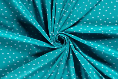 Legging stoffen - Tricot stof - bloemetjes - turquoise - 21501-024