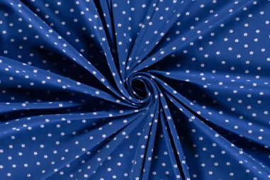 Uitverkoop - Tricot stof - bloemetjes - kobalt - 21501-105