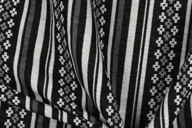 Interieurstoffen - Polyester stof - gobelin - strepen - zwart/wit - 2979-001