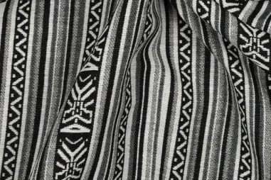 zwarte stoffen - Polyester stof - gobelin - strepen - zwart/wit - 2979-002