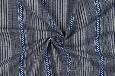 Jacquard stoffen - Polyesterstoff – Jacquard-garngefärbt – Streifen – Marineblau – 2989-002