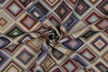 Multi stoffen - Polyester stof - gobelin - triangels - multi - 3829-001