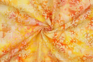 Batik stoffen - Viskose – handgefertigter Batik – gelb – 3916-001