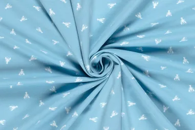 Jongens stoffen - Tricot stof - kreeften - babyblauw - 21845-003