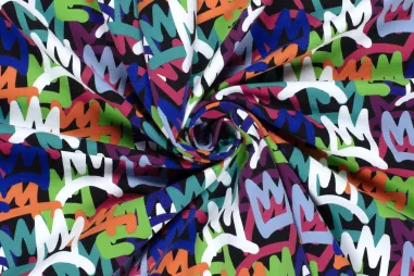 Jongens stoffen - Jersey – French Terry – Graffiti – Multi – 21868-069