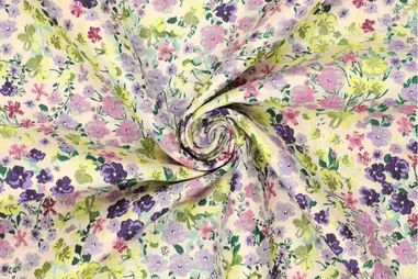 Polyester stoffen - Polyester stof - jacquard - bloemetjes - lila multi - 22769-534