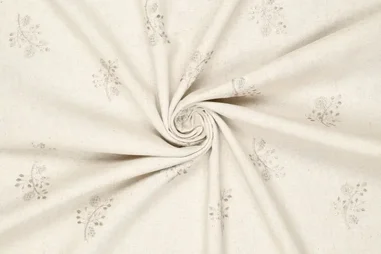 Bladeren motief - Embroidery stof - takjes met bloemetjes - naturel - 22754-177