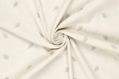 Bladeren motief - Embroidery stof - blaadjes - naturel - 22754-176