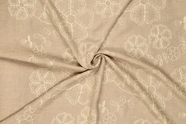 100% Polyester - Embroidery stof - bloemen - naturel - 22759-178