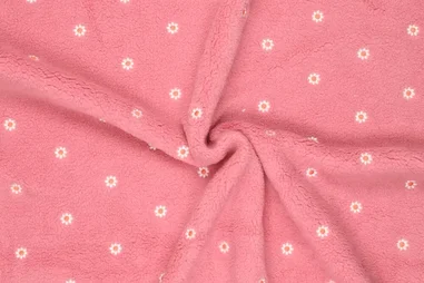 Teddy stoffen - Teddy – Stickerei – Blümchen – rosa – 22260-820