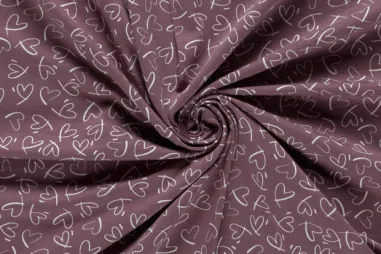 Hartjes stoffen - Tricot stof - hartjes - mauve - 25494-043
