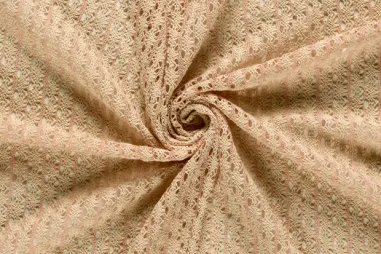 Ecru - Gebreide stof - ajour - ecru/licht roze - 25256-014