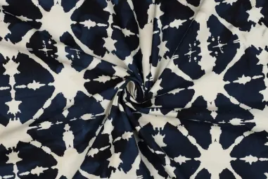 katoenen stoffen met print - Katoen stof - handcrafted batik - navy - 3931-001