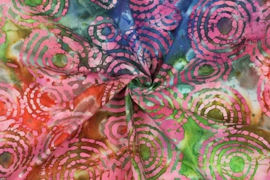 Schal - Baumwollstoff – handgefertigter Batik – mehrfarbig – 3944-001