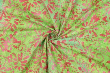 katoenen stoffen met print - Katoen stof - handcrafted batik - lime - 3972-001