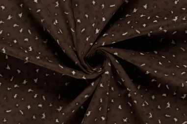 145gr/M² - Ribcord stof- fijne rib 21W - corduroy - luipaardprint - donkerbruin - 24351-058