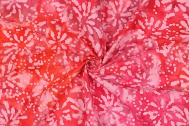 katoenen stoffen met print - Katoen stof - handcrafted batik - koraal - 3972-002