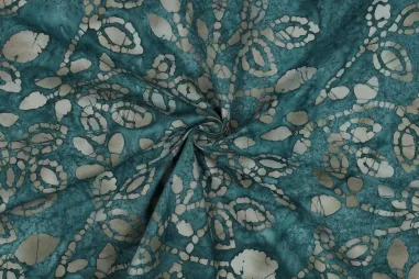 Zomer stoffen - Katoen stof - handcrafted batik - petrol - 3976-002