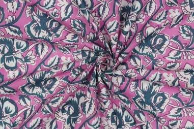 Violetpaarse stoffen - Katoen stof - handcrafted block print - violet - 6615-003