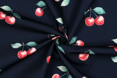 Fruit stoffen - Waterafstotende stof - tafelzeil - kersen - donkerblauw - 6749-003