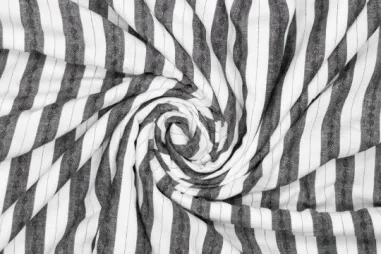 180gr/M² - Linnen stof - linnenmix - yarn dyed - strepen - zwart - 325010-10