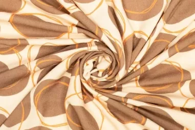 Niet rekbare stoffen - Viscose stof - stippen - crème/camel - 458032-30