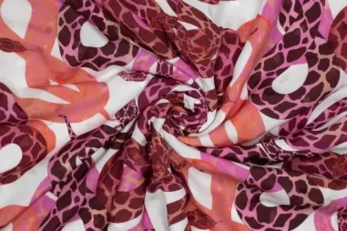 100% viscose stoffen - Viscose stof - jacquard - digitaal slangen - roze - 922872-50