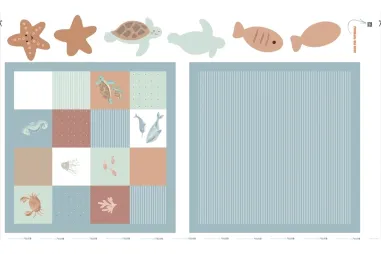 120gr/M² - Paneel stof - boxkleed & knuffels - poplin katoen - zeedieren - multi - 3/64012-510