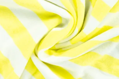 Viscose stof - linnenmix slub - geel - 13579-134 - Gebreide stof - pico terry - strepen - wit/geel - 3/47107-810