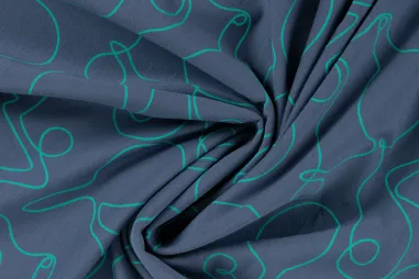 95% Baumwolle, 5% Elastan - Tricot stof - French Terry - fantasie - denim blauw - 3/20121-960